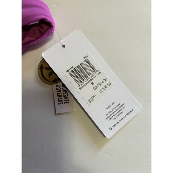New Hurley Solid Reversible Moderate Coverage Bikini Swim Bottoms Size Small - Picture 3 of 3